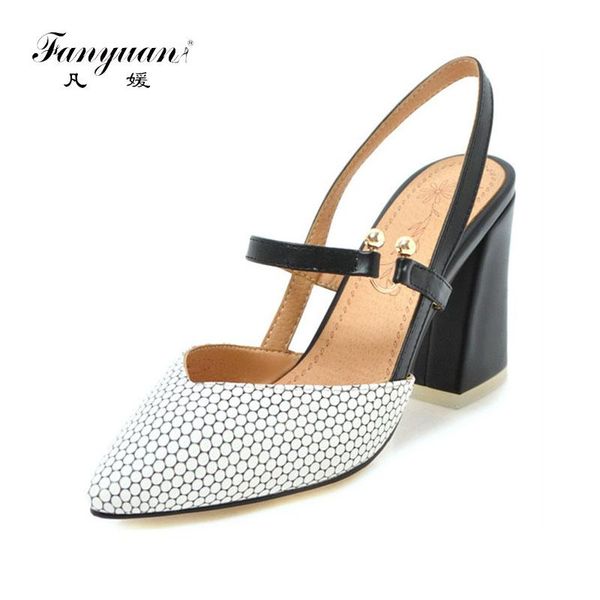 dress shoes fanyuan 2021 fashion spring autumn pump women pointed toe elegant wedding high heels plus size 33-46, Black
