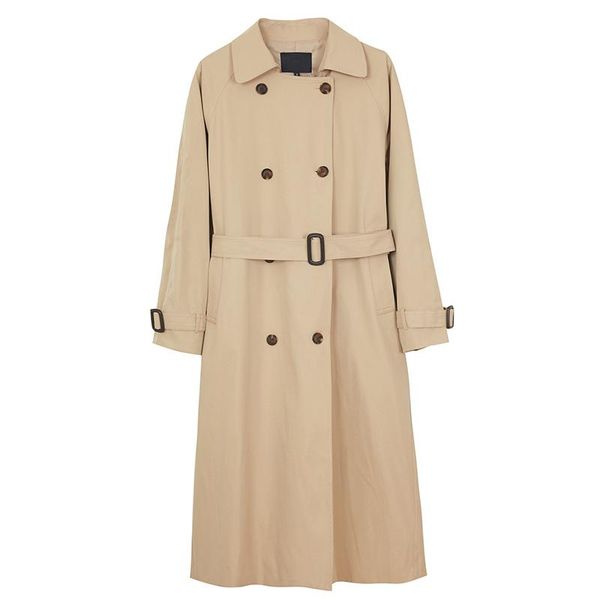 women's trench coats double breasted long khaki coat with belted women vintage elegant loose windbreaker outerwear spring autumn clothe, Tan;black
women's trench coats double breasted long khaki coat with belted women vintage elegant loose windbreaker outerwear spring autumn clothe, Tan;black