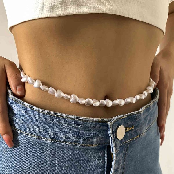 temperament heart-shaped imitation pearl waist women belly temptation woven splicing sweet cool body chain girl, Silver
temperament heart-shaped imitation pearl waist women belly temptation woven splicing sweet cool body chain girl, Silver