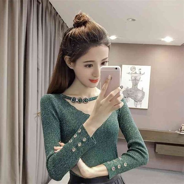 spring and autumn button knit shirt slim korean version was thin long-sleeved v-neck sweater women 210427, White;black
spring and autumn button knit shirt slim korean version was thin long-sleeved v-neck sweater women 210427, White;black