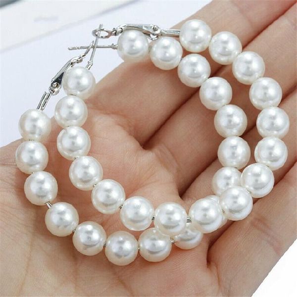 hoop & huggie 1pair simple silver color metal pearl earrings big circle for women girls fashion jewelry party gifts, Golden;silver
hoop & huggie 1pair simple silver color metal pearl earrings big circle for women girls fashion jewelry party gifts, Golden;silver