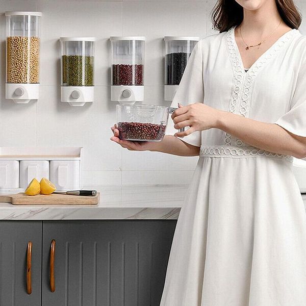 storage bottles & jars wall mounted cereal dispenser tank 1000ml 1500ml kitchen box grain dry container for oatmeal coffee bean seal
storage bottles & jars wall mounted cereal dispenser tank 1000ml 1500ml kitchen box grain dry container for oatmeal coffee bean seal