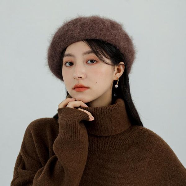 berets warm women's hat angora hair beret autumn 2021 solid multicolor plush soft for girl japanese, Blue;gray
berets warm women's hat angora hair beret autumn 2021 solid multicolor plush soft for girl japanese, Blue;gray