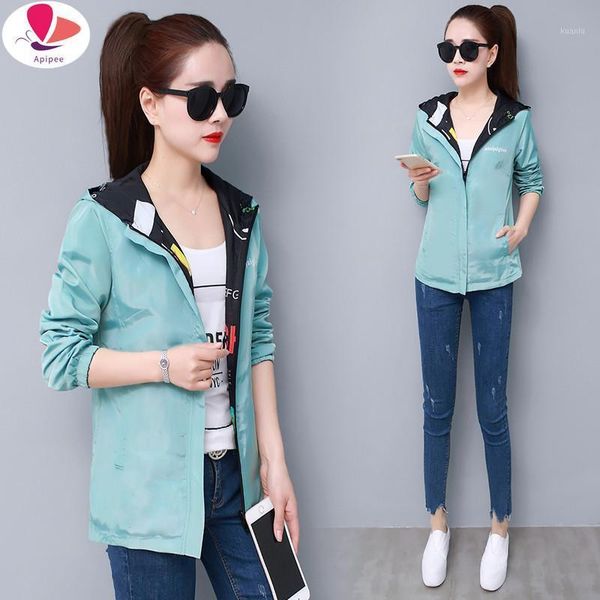 women jacket streetwear hooded printed coat causal windbreaker female reversible baseball zippers basic plus size 4xl women's jackets, Black;brown
women jacket streetwear hooded printed coat causal windbreaker female reversible baseball zippers basic plus size 4xl women's jackets, Black;brown