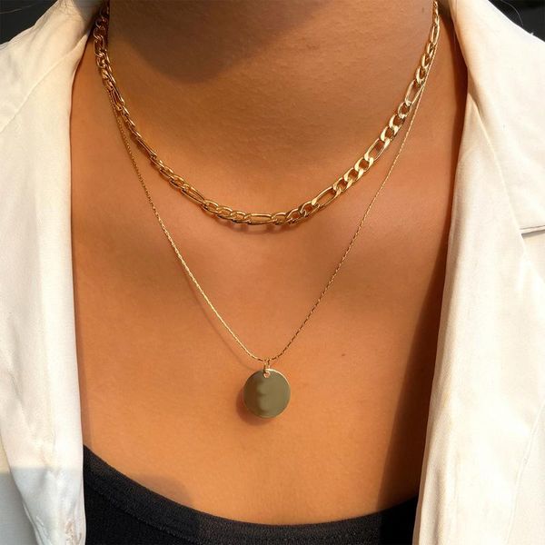 chains simple geometric chain coin pendant necklace for women vintage gold round alloy thick collar jewelry party gift, Silver
chains simple geometric chain coin pendant necklace for women vintage gold round alloy thick collar jewelry party gift, Silver