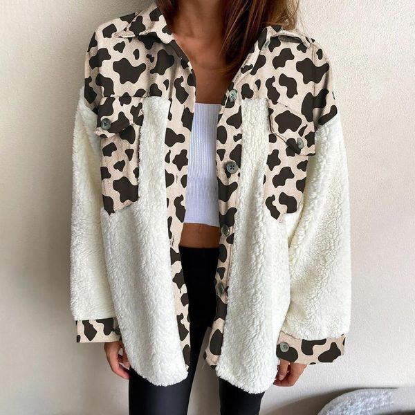 women's jackets casual street style leopard print imitation lamb fur coat autumn and winter loose hip-hop stitching warm jacket, Black;brown
women's jackets casual street style leopard print imitation lamb fur coat autumn and winter loose hip-hop stitching warm jacket, Black;brown
