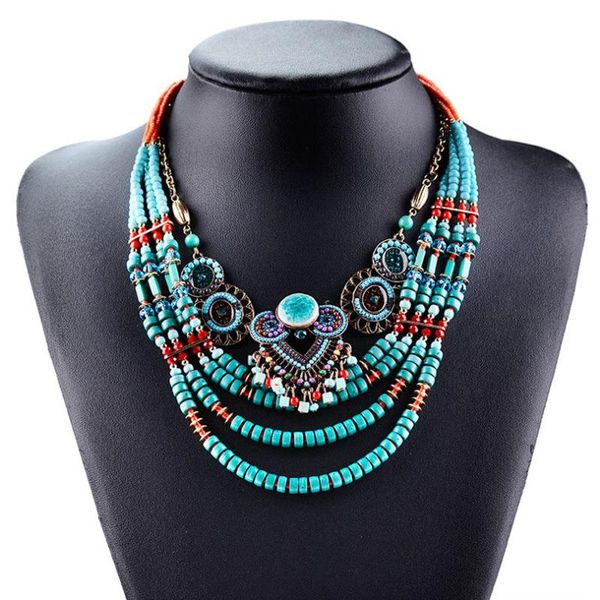 exaggeration ethnic style handmade beads multi-layer chain pendant bib statement necklace for women necklaces, Silver
exaggeration ethnic style handmade beads multi-layer chain pendant bib statement necklace for women necklaces, Silver