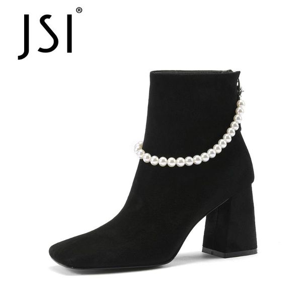 boots jsi mature style ankle woman winter square toe elastcic fabric ladies high heel pearl design jo693, Black
boots jsi mature style ankle woman winter square toe elastcic fabric ladies high heel pearl design jo693, Black