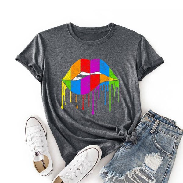 woman short sleeve colored cotton graphic tees summer t-shirt female shirts for women colorful lip rainbow melting lips women's, White
woman short sleeve colored cotton graphic tees summer t-shirt female shirts for women colorful lip rainbow melting lips women's, White
