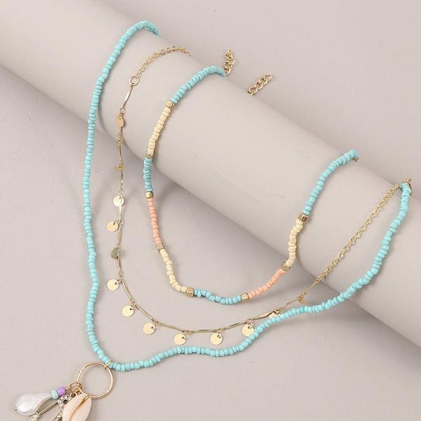 pendant necklaces 3 pcs/set beach style fashion blue glass beaded long for women bohemian shell pearl pin gold chain necklace, Silver
pendant necklaces 3 pcs/set beach style fashion blue glass beaded long for women bohemian shell pearl pin gold chain necklace, Silver