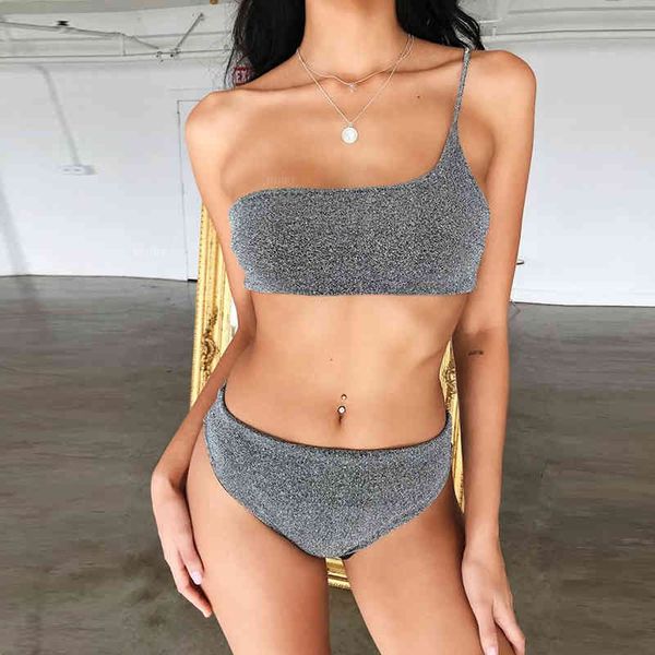 2021 shiny sparkling one shoulder swimsuit women bandeau swimwear female two pieces bikini set high cut bathing suit swimin
2021 shiny sparkling one shoulder swimsuit women bandeau swimwear female two pieces bikini set high cut bathing suit swimin