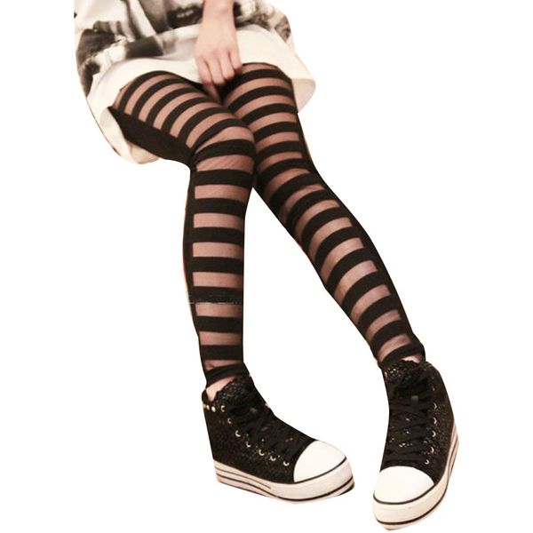 leggings fashion women's perspective mesh stitching wide glass stripe milk silk nine point bottomed pants, Black
leggings fashion women's perspective mesh stitching wide glass stripe milk silk nine point bottomed pants, Black