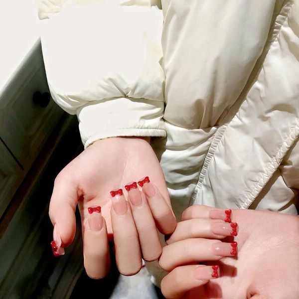 false nails fugitive princess red bow wearing fake manicure personality net square press on nail tips, Red;gold
false nails fugitive princess red bow wearing fake manicure personality net square press on nail tips, Red;gold