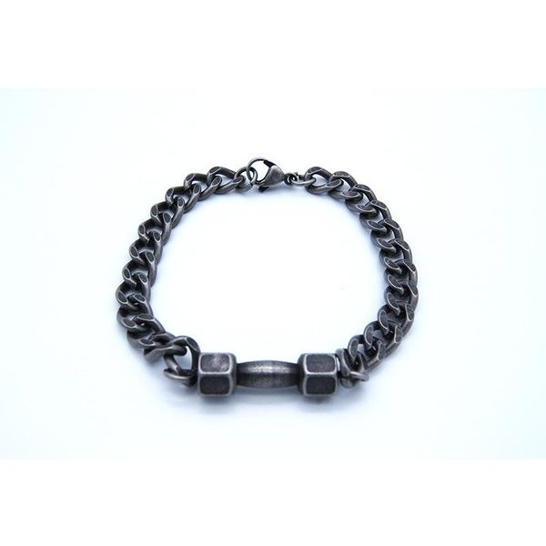 link, chain vintage punk dumbbell bracelets men titanium steel bracelet for accessories fitness pulseras hombre msb-10, Black
link, chain vintage punk dumbbell bracelets men titanium steel bracelet for accessories fitness pulseras hombre msb-10, Black