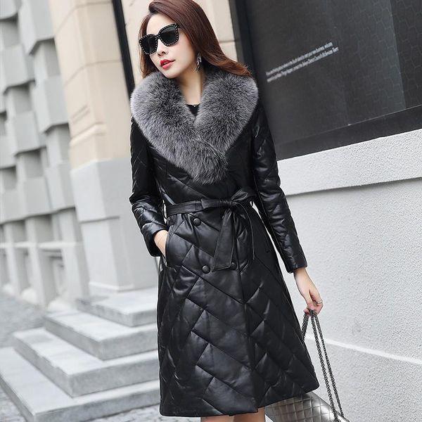 women's leather & faux winter women genuine fur collar sheepskin coat down jacket korean long coats g2852 my2022, Black
women's leather & faux winter women genuine fur collar sheepskin coat down jacket korean long coats g2852 my2022, Black