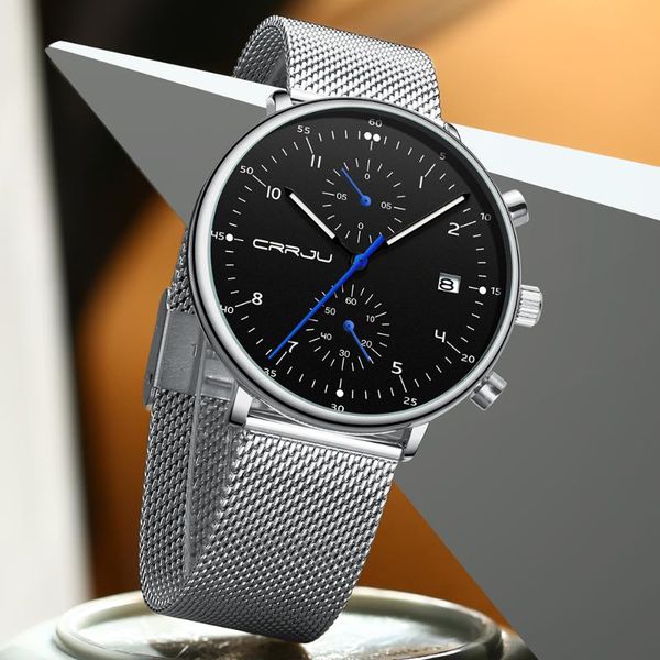 wristwatches relogios crrju watch men steel band wristwatch men's military waterproof sport quartz watches man 2021, Slivery;brown
wristwatches relogios crrju watch men steel band wristwatch men's military waterproof sport quartz watches man 2021, Slivery;brown