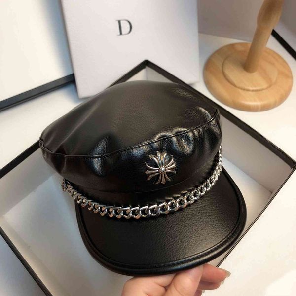 punk style leather navy fashion british metal chain octagonal star men's and women's cap, Blue;gray
punk style leather navy fashion british metal chain octagonal star men's and women's cap, Blue;gray