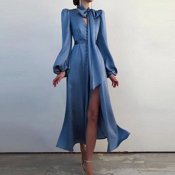 casual dresses summer long dress deep v-neck women split elegant button lantern sleeve party solid office lady, Black;gray
casual dresses summer long dress deep v-neck women split elegant button lantern sleeve party solid office lady, Black;gray