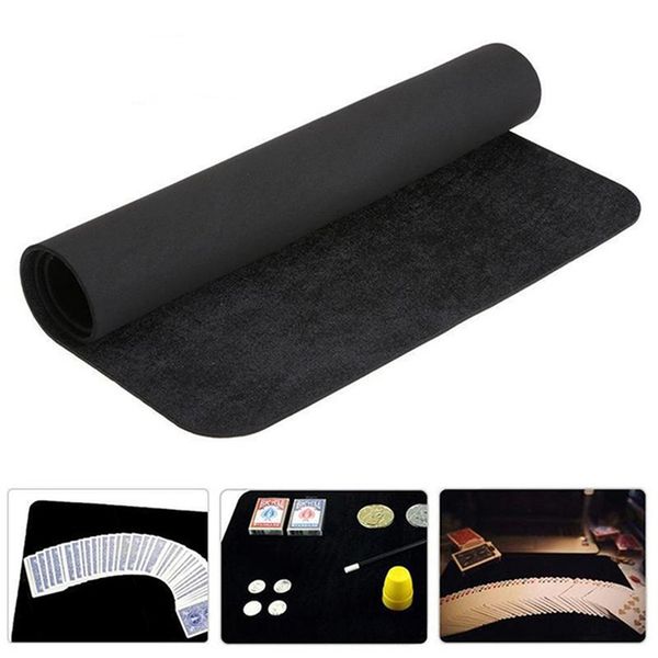 

1PC Black Professional Poker Card Deck Mat Magic Tricks Magician Props Coin illusion Magic Game Pad Board 3 Sizes ZXH