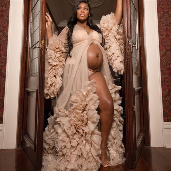 2022 fashion pregnant women's prom dress maternity ruffles robes for p shoot or baby shower african plus size robe, Black
2022 fashion pregnant women's prom dress maternity ruffles robes for p shoot or baby shower african plus size robe, Black