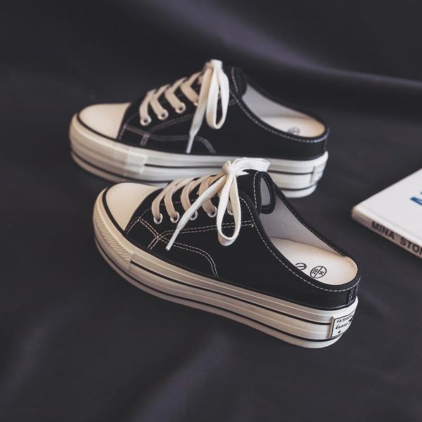 fashionable half drag inside increased canvas slippers female 2021 white shoes wild breathable women's fa-14, Black
fashionable half drag inside increased canvas slippers female 2021 white shoes wild breathable women's fa-14, Black