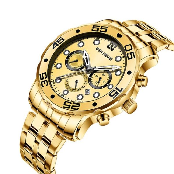 wristwatches mens' watches ben nevis watch men wrist chronograph date gold quartz waterproof for tool box bn6019g, Slivery;brown
wristwatches mens' watches ben nevis watch men wrist chronograph date gold quartz waterproof for tool box bn6019g, Slivery;brown
