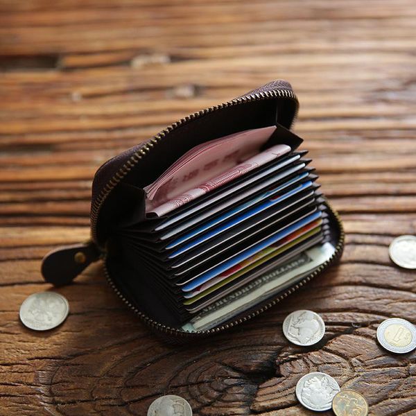 card holders genuine leather holder men male vintage short zipper accordion business s case bag organizer small wallet purse, Brown;gray
card holders genuine leather holder men male vintage short zipper accordion business s case bag organizer small wallet purse, Brown;gray
