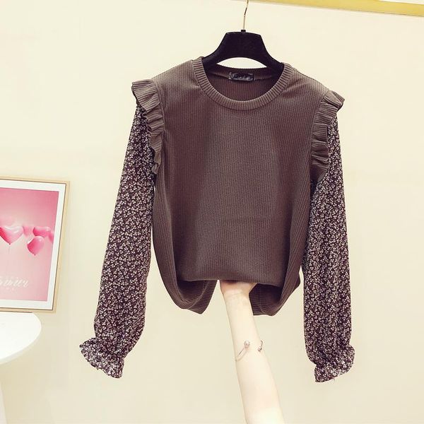 women knitted shirt faux two pieces fashion lady hoodie short fall sweatshirt chiffon sleeve patched coffee women's sweaters, White;black
women knitted shirt faux two pieces fashion lady hoodie short fall sweatshirt chiffon sleeve patched coffee women's sweaters, White;black