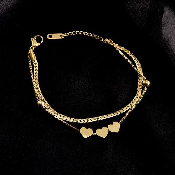 charm bracelets romantic heart stainless steel bracelet for women gold color snake chain layered jewelry girlfriend gift, Golden;silver
charm bracelets romantic heart stainless steel bracelet for women gold color snake chain layered jewelry girlfriend gift, Golden;silver