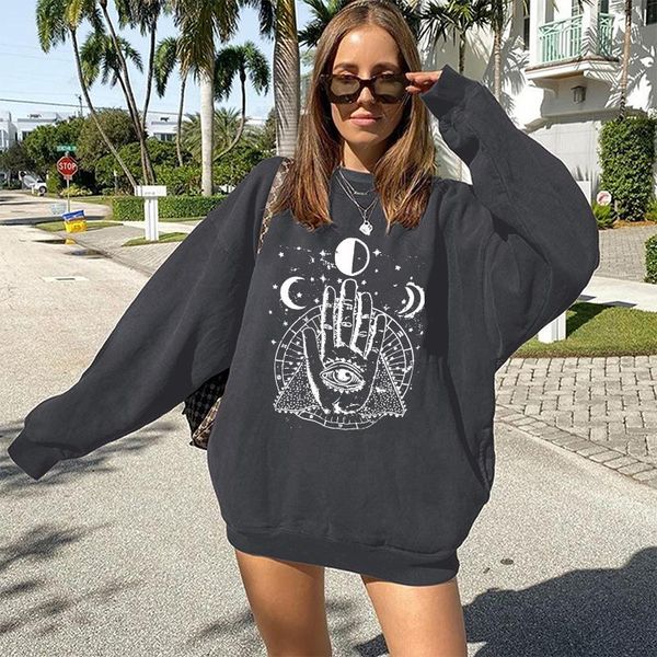 women's hoodies & sweatshirts vintage palms and eyes print women spring/autumn long sleeve loose drop shoulder oversized, Black
women's hoodies & sweatshirts vintage palms and eyes print women spring/autumn long sleeve loose drop shoulder oversized, Black