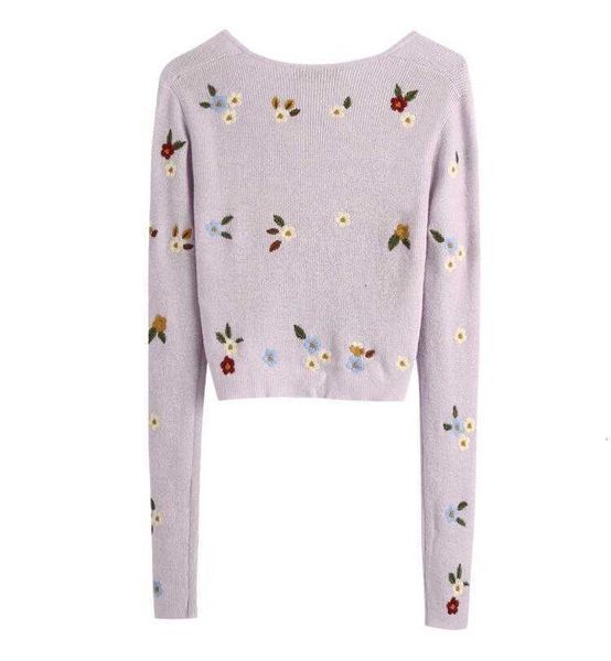women's knits & tees spring chic french knitting embroidery crop cardigan sweater retro woman v neck long sleeve flower 5oga, White
women's knits & tees spring chic french knitting embroidery crop cardigan sweater retro woman v neck long sleeve flower 5oga, White
