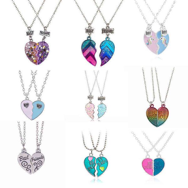 pink blue sequin stitching heart broken friends necklace pendant chain bff friendship jewelry gifts for kids 2pcs/set, Silver
pink blue sequin stitching heart broken friends necklace pendant chain bff friendship jewelry gifts for kids 2pcs/set, Silver
