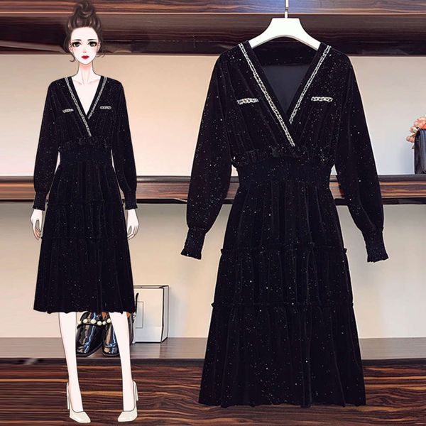 casual dresses dress large women's spring fat mm waist covering belly age reducing small fragrance velvet sequin backing 6hxn, Black;gray
casual dresses dress large women's spring fat mm waist covering belly age reducing small fragrance velvet sequin backing 6hxn, Black;gray