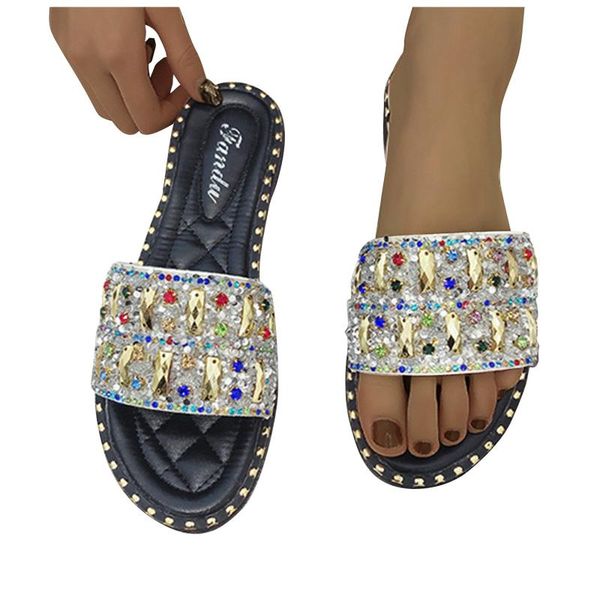 slippers summer women sandals sequined rhinestone flat fashionable shoes outer wear beach zapatos mujer, Black
slippers summer women sandals sequined rhinestone flat fashionable shoes outer wear beach zapatos mujer, Black