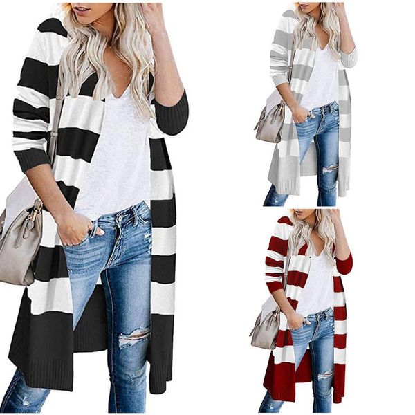 women's wool & blends 2021 fashion women casual stripes patchwork long sleeves sweater cardigan blouse simple coat in stock, Black
women's wool & blends 2021 fashion women casual stripes patchwork long sleeves sweater cardigan blouse simple coat in stock, Black