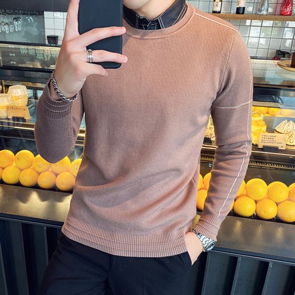 men's sweaters tight knit sweater, plain british version, autumn and winter, 2021, White;black
men's sweaters tight knit sweater, plain british version, autumn and winter, 2021, White;black