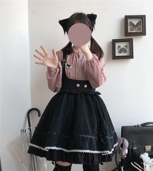 vintage corduroy high waisted skirt women harajuku lolita kawaii stitch lace bow cosplay fashion gothic female suspender skirts, Black
vintage corduroy high waisted skirt women harajuku lolita kawaii stitch lace bow cosplay fashion gothic female suspender skirts, Black