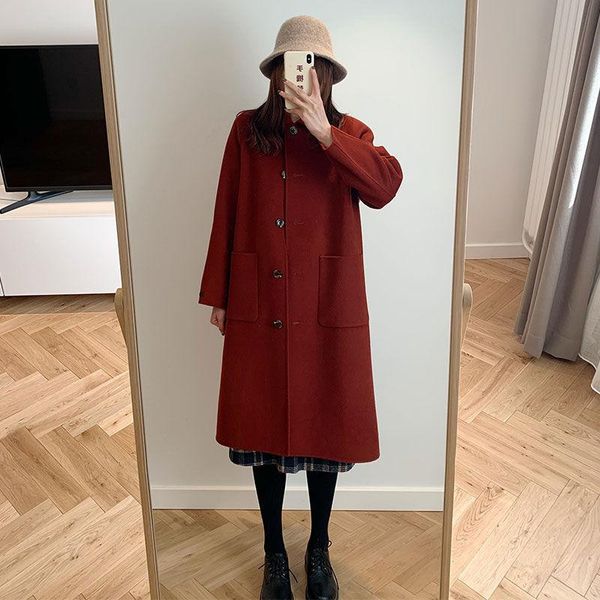 women's wool & blends autumn winter casual blend coat female loose long jacket with belt women solid color woolen outerwear l951, Black
women's wool & blends autumn winter casual blend coat female loose long jacket with belt women solid color woolen outerwear l951, Black