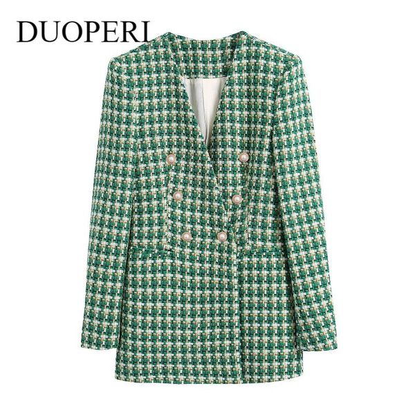 women's suits & blazers duoperi fashion tweed blazer women long sleeves double breasted elegant office lady suit casual female veste fe, White;black
women's suits & blazers duoperi fashion tweed blazer women long sleeves double breasted elegant office lady suit casual female veste fe, White;black