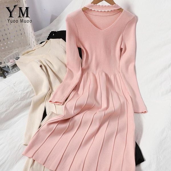 casual dresses yuoomuoo korean fashion halter hollow out v-neck long sleeve autumn winter knit pleated sweater dress women pink party clothi, Black;gray
casual dresses yuoomuoo korean fashion halter hollow out v-neck long sleeve autumn winter knit pleated sweater dress women pink party clothi, Black;gray