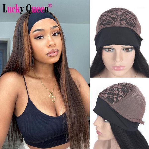 lucky queen highlight straight headband scarf wig glueless human hair wigs for african american women affordable wig1, Black;brown
lucky queen highlight straight headband scarf wig glueless human hair wigs for african american women affordable wig1, Black;brown