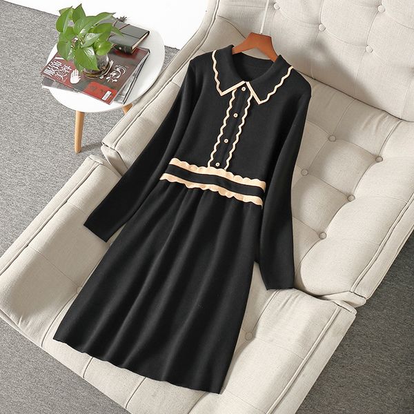 casual dresses spring long sleeve peter pan neck black contrast color knitted panelled buttons knee-length dress elegant nd182012171 tppe, Black;gray
casual dresses spring long sleeve peter pan neck black contrast color knitted panelled buttons knee-length dress elegant nd182012171 tppe, Black;gray