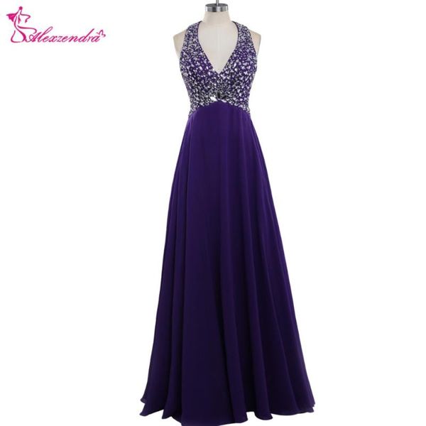 party dresses alexzendra purple chiffon long beaded halter a line prom crystals evening gowns dress, White;black
party dresses alexzendra purple chiffon long beaded halter a line prom crystals evening gowns dress, White;black