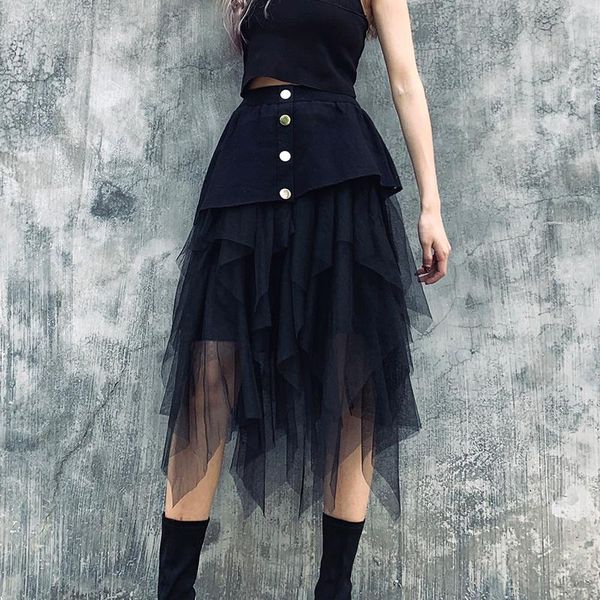 skirts punk women skirt high waist slim splice irregular single-breasted mesh 2021 a-line long loose black female
skirts punk women skirt high waist slim splice irregular single-breasted mesh 2021 a-line long loose black female
