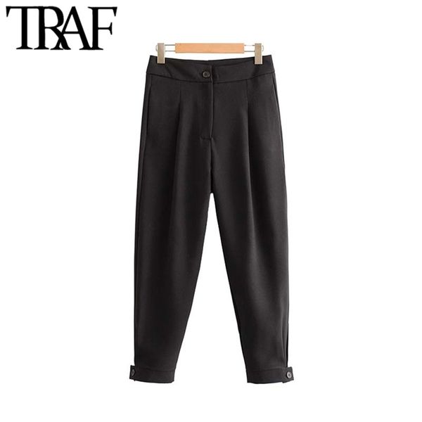 women vintage stylish pockets office wear pants zipper fly basic black female ankle trousers chic pantalones mujer 210507, Black;white
women vintage stylish pockets office wear pants zipper fly basic black female ankle trousers chic pantalones mujer 210507, Black;white