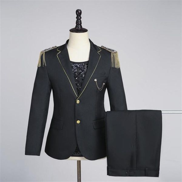 men's suits & blazers korean black fashion trajes de hombre male chaquetas traje singers dance performance tassel medal warlord dress, White;black
men's suits & blazers korean black fashion trajes de hombre male chaquetas traje singers dance performance tassel medal warlord dress, White;black