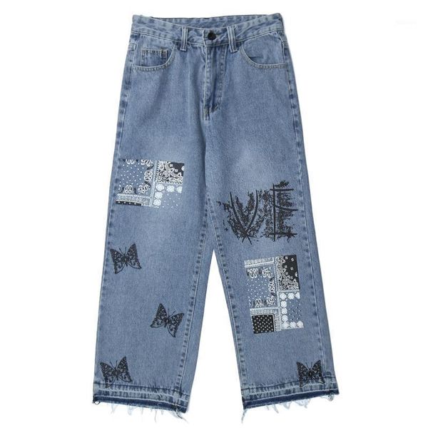 men's jeans streetwear vintage denim pants patchwork butterfly print harajuku hip hop jogger men trouser, Blue
men's jeans streetwear vintage denim pants patchwork butterfly print harajuku hip hop jogger men trouser, Blue
