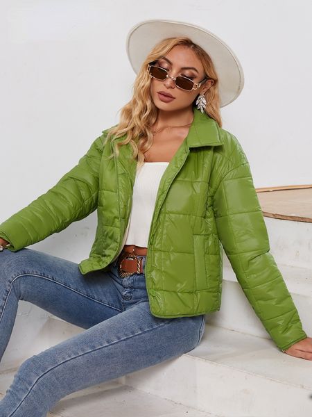 green pocket lapel women short winter parkas casual idyllic style quilted coat 2021 office fashion puffer jackets, Black
green pocket lapel women short winter parkas casual idyllic style quilted coat 2021 office fashion puffer jackets, Black