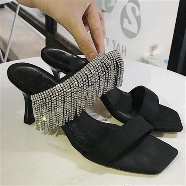 crystal fringed sandals woman summer thin high heels pumps rhinestone square toe high-heeled shoes women slingbacks, Black
crystal fringed sandals woman summer thin high heels pumps rhinestone square toe high-heeled shoes women slingbacks, Black