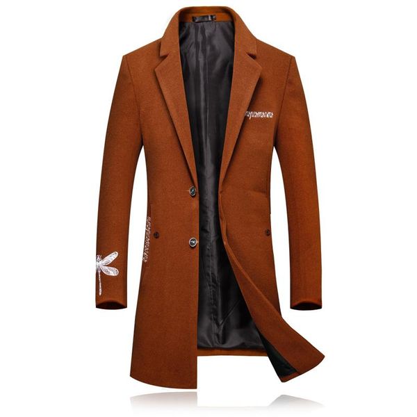 men's wool & blends winter embroidery long jacket high-quality coat casual slim collar coats men cotton trench, Black
men's wool & blends winter embroidery long jacket high-quality coat casual slim collar coats men cotton trench, Black